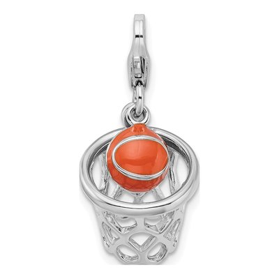 Sterling Silver 3-D Basketball Net Charm