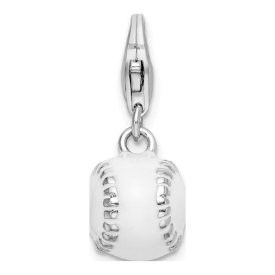 Sterling Silver 3-D Baseball Charm