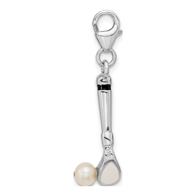 Sterling Silver Freshwater Cultured Pearl Golf Club Charm – view 3