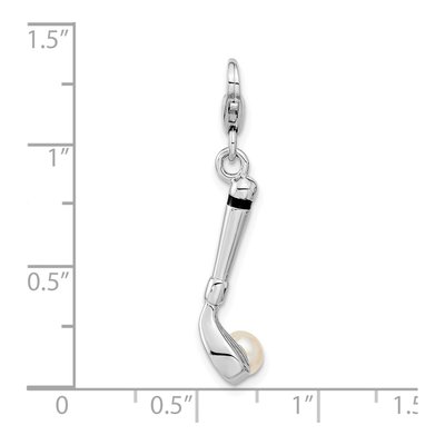 Sterling Silver Freshwater Cultured Pearl Golf Club Charm – view 4