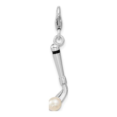 Sterling Silver Freshwater Cultured Pearl Golf Club Charm – view 5