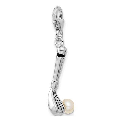 Sterling Silver Freshwater Cultured Pearl Golf Club Charm – view 6