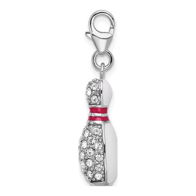 Sterling Silver Crystal Bowling Pin Charm – view 3