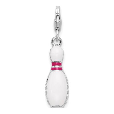 Sterling Silver Crystal Bowling Pin Charm – view 4