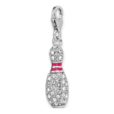 Sterling Silver Crystal Bowling Pin Charm – view 5