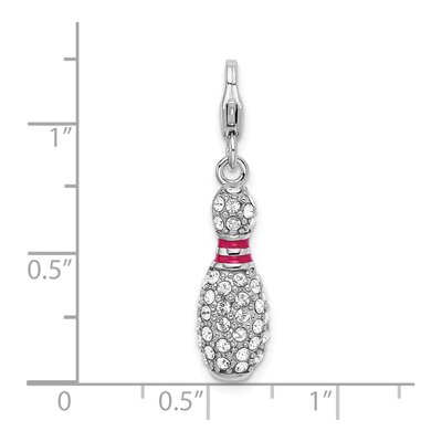 Sterling Silver Crystal Bowling Pin Charm – view 6