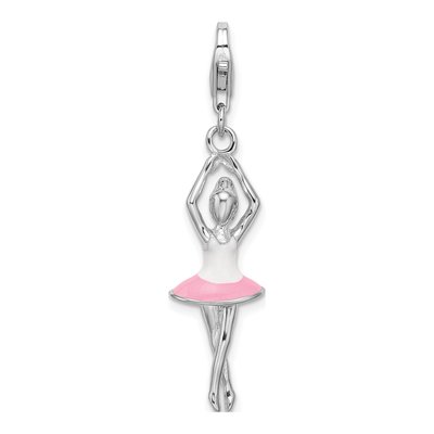 Sterling Silver Enameled Ballerina Charm