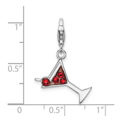 Sterling Silver Crystal Martini Glass Charm – view 6
