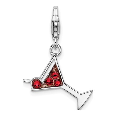 Sterling Silver Crystal Martini Glass Charm