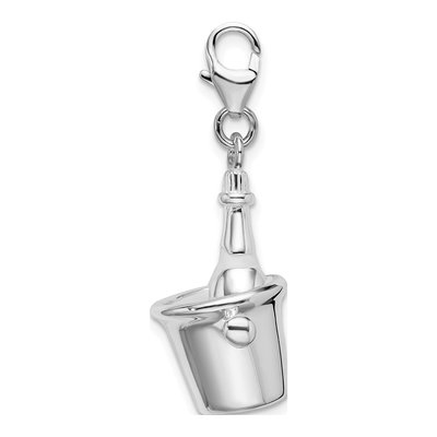 Sterling Silver Champagne Bottle Ice Bucket Charm – view 3