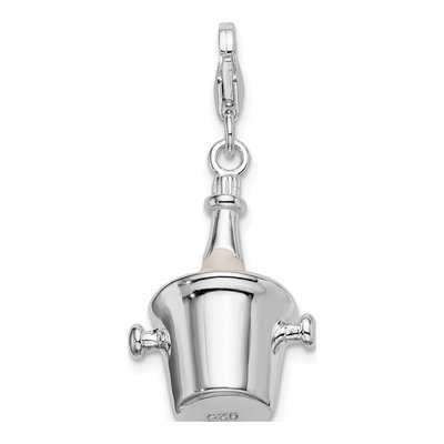 Sterling Silver Champagne Bottle Ice Bucket Charm – view 4