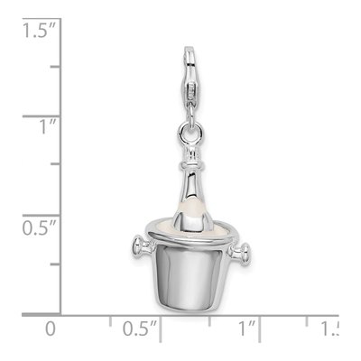 Sterling Silver Champagne Bottle Ice Bucket Charm – view 5