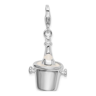 Sterling Silver Champagne Bottle Ice Bucket Charm