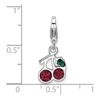 Sterling Silver Crystal Cherries Charm – view 5