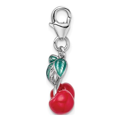 Sterling Silver Enameled Cherries Charm – view 4