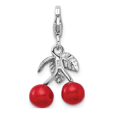 Sterling Silver Enameled Cherries Charm – view 5