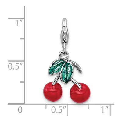 Sterling Silver Enameled Cherries Charm – view 6