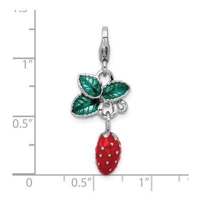 Sterling Silver 3D Enamel Strawberry Charm – view 5