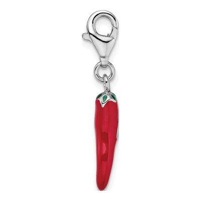 Sterling Silver 3-D Red Enameled Pepper Charm – view 3