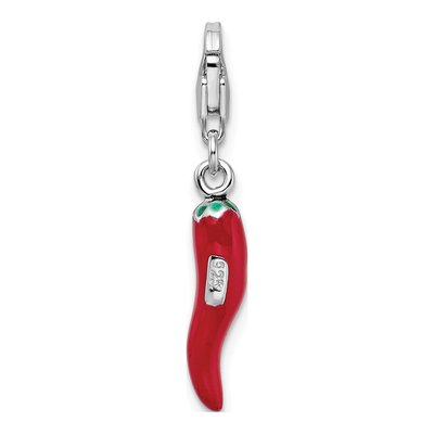 Sterling Silver 3-D Red Enameled Pepper Charm – view 4