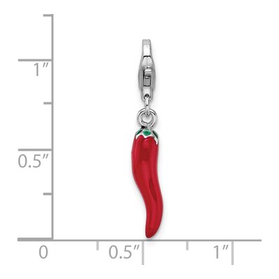 Sterling Silver 3-D Red Enameled Pepper Charm – view 5