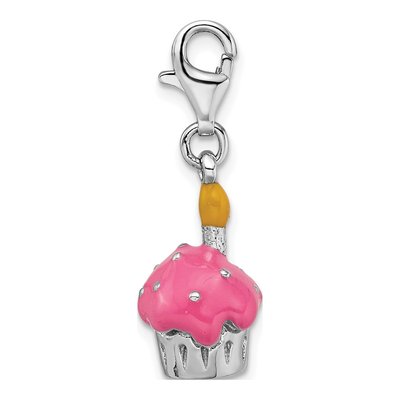 Sterling Silver Cupcake Candle Charm – view 3