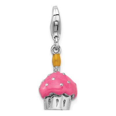 Sterling Silver Cupcake Candle Charm