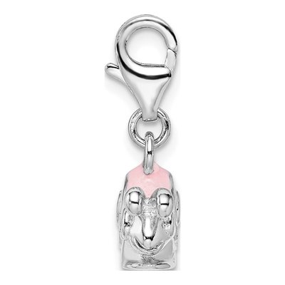 Sterling Silver Pink Enamel Snail Charm – view 3