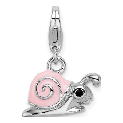 Sterling Silver Pink Enamel Snail Charm – view 4