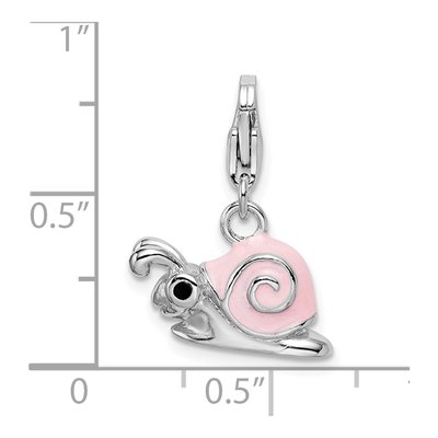 Sterling Silver Pink Enamel Snail Charm – view 5
