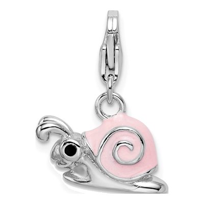 Sterling Silver Pink Enamel Snail Charm