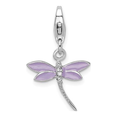 Sterling Silver CZ Dragonfly Charm
