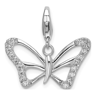 Sterling Silver CZ Butterfly Charm