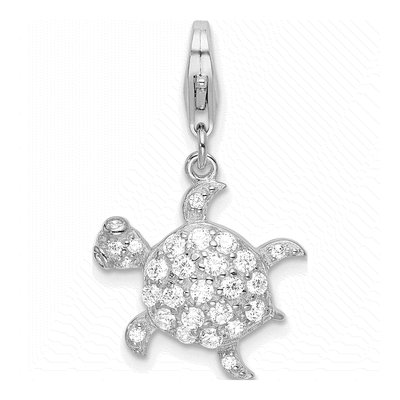 Sterling Silver CZ Sea Turtle Charm