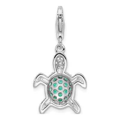 Sterling Silver CZ Turtle Charm – view 4
