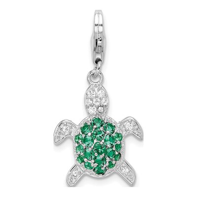 Sterling Silver CZ Turtle Charm