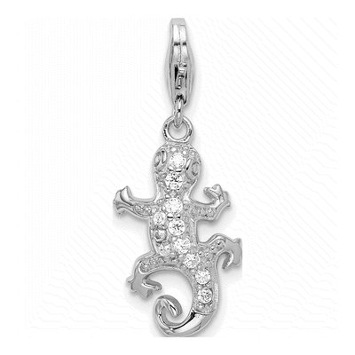 Sterling Silver CZ Lizard Charm