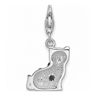 Sterling Silver Crystal Cat Charm – view 4