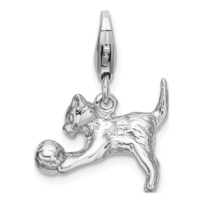 Sterling Silver Kitten Ball Charm