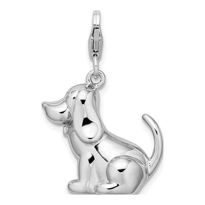 Sterling Silver 3-D Enamel Dog Charm – view 4