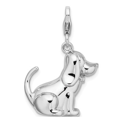 Sterling Silver 3-D Enamel Dog Charm