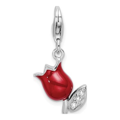 Sterling Silver CZ Tulip Charm