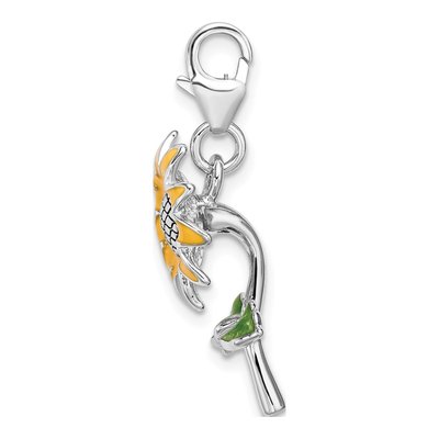 Sterling Silver Enamel Sunflower Charm – view 3