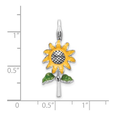 Sterling Silver Enamel Sunflower Charm – view 5