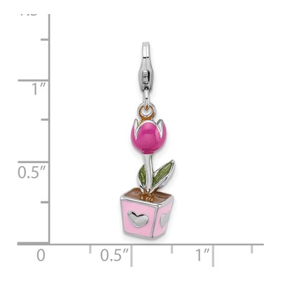 Sterling Silver Pink Tulip Charm – view 6
