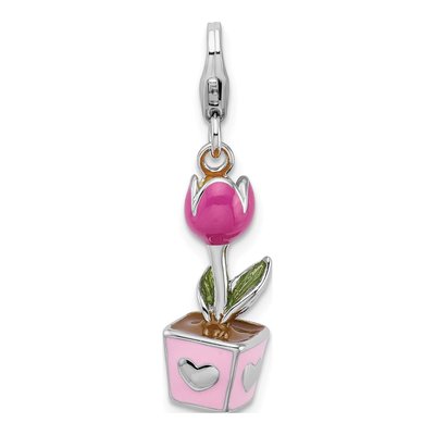 Sterling Silver Pink Tulip Charm