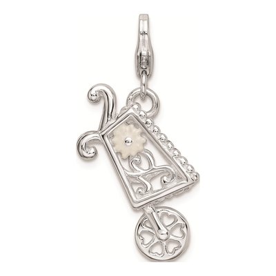 Sterling Silver Rh 3-D Enameled Wheelbarrow Charm