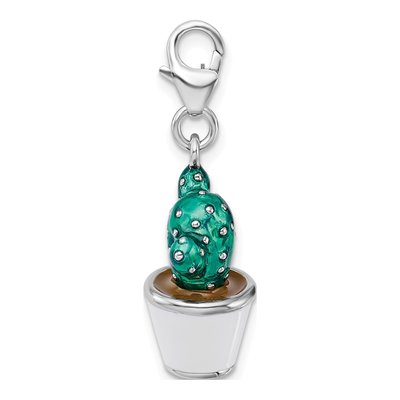 Sterling Silver Enamel Cactus Charm – view 3