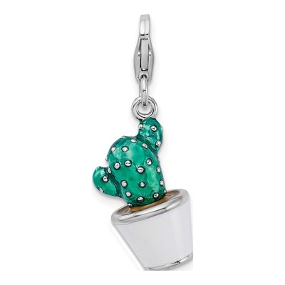 Sterling Silver Enamel Cactus Charm – view 4