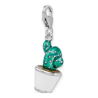 Sterling Silver Enamel Cactus Charm – view 5